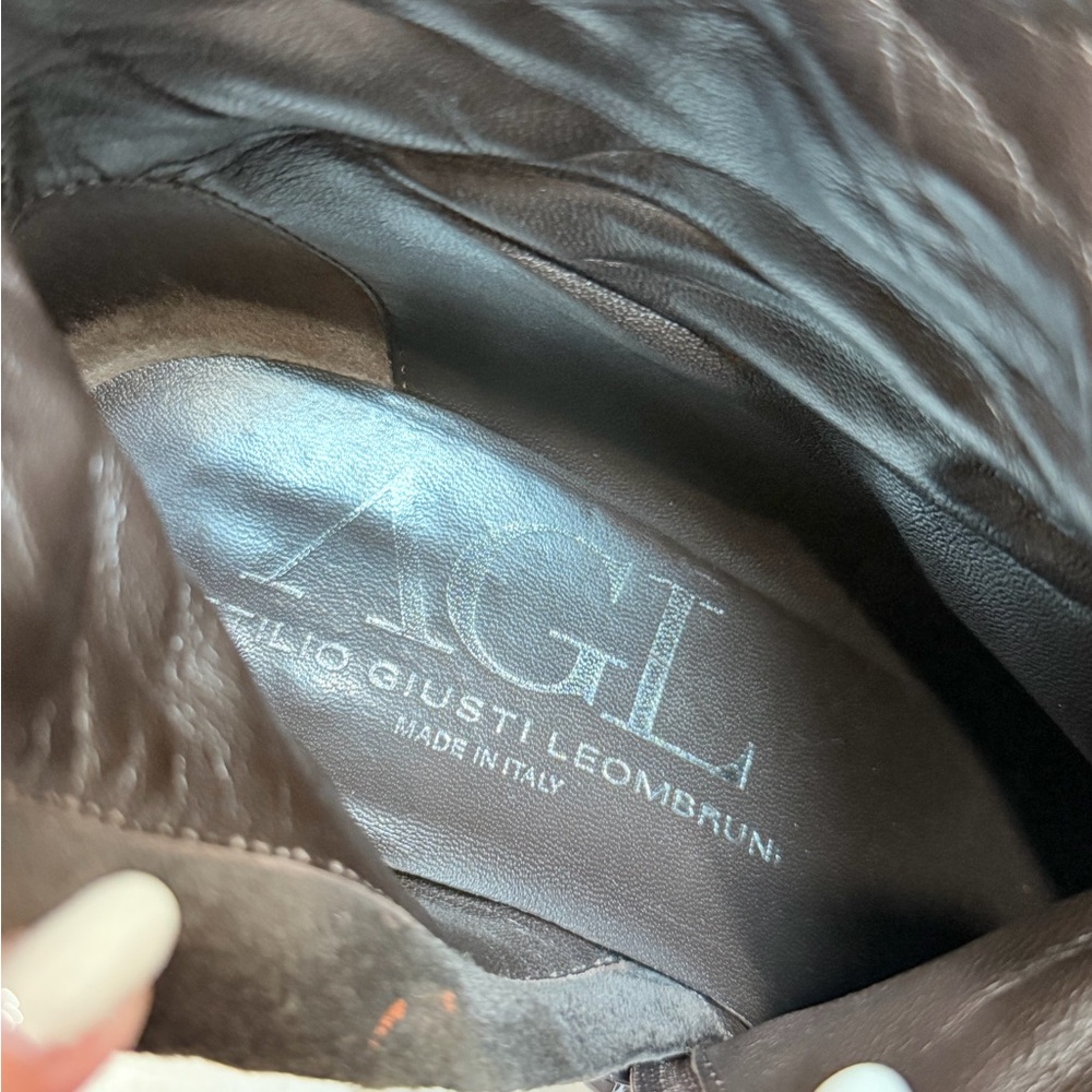 AGL Dark Brown Leather Heeled Boots - Picture 2 of 5